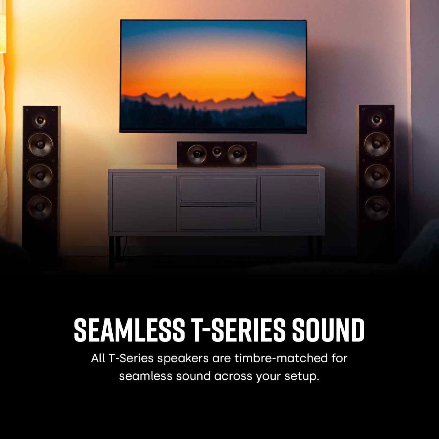 Polk Audio T50 Home Theater and Stereo Floor Standing Tower Speaker (Single, Black) - Deep Bass Response, Dolby and DTS Surround