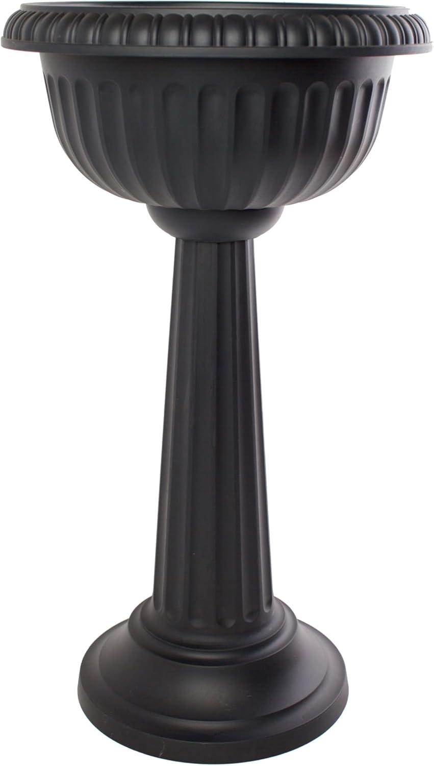 Bloem 32-in Tall Grecian Urn Resin Pedestal Planter - Black