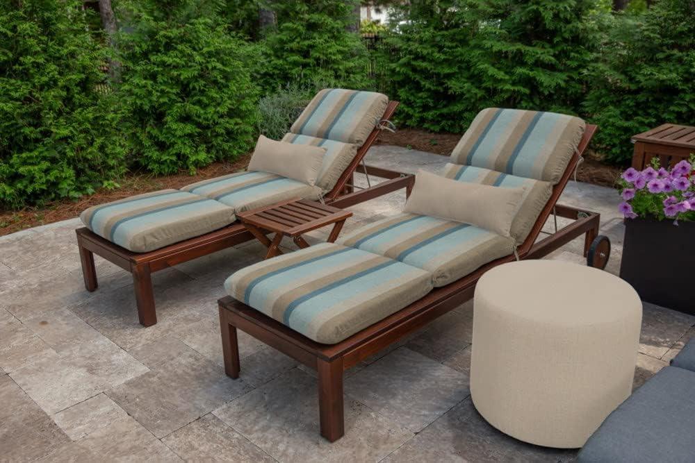 Casual Cushion Stripe Sunbrella® Fabric 1-Piece Outdoor Chaise Cushion, 22.5"W x 74"L, Gateway Mist