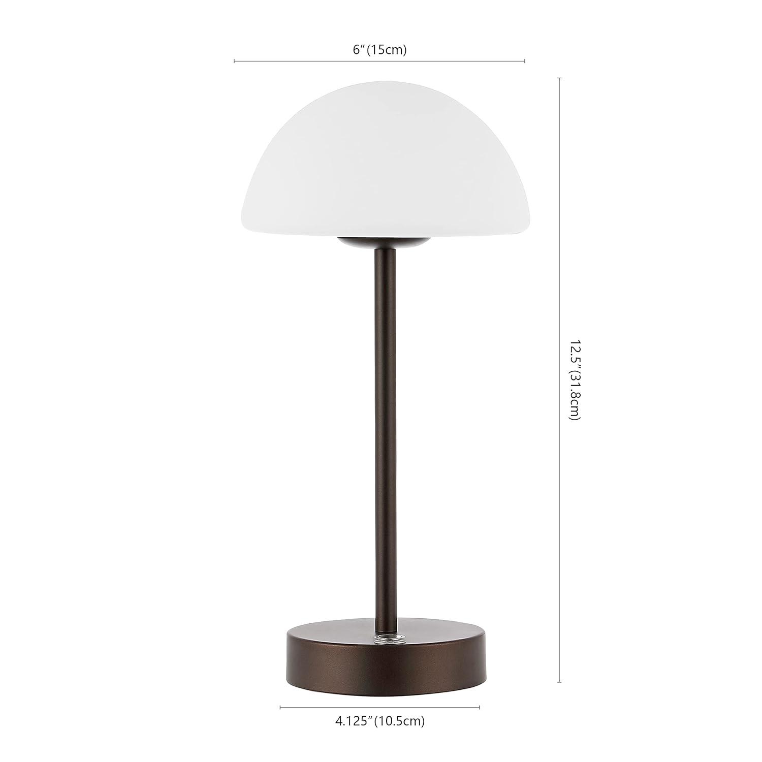 JONATHAN Y JYL7109B Xavier 12.5" Bohemian Farmhouse Iron Rechargeable Integrated Portable LED Table Lamp, Coastal, Contemporary for living room, dinning room, bedroom, Oil Rubbed Bronze/White