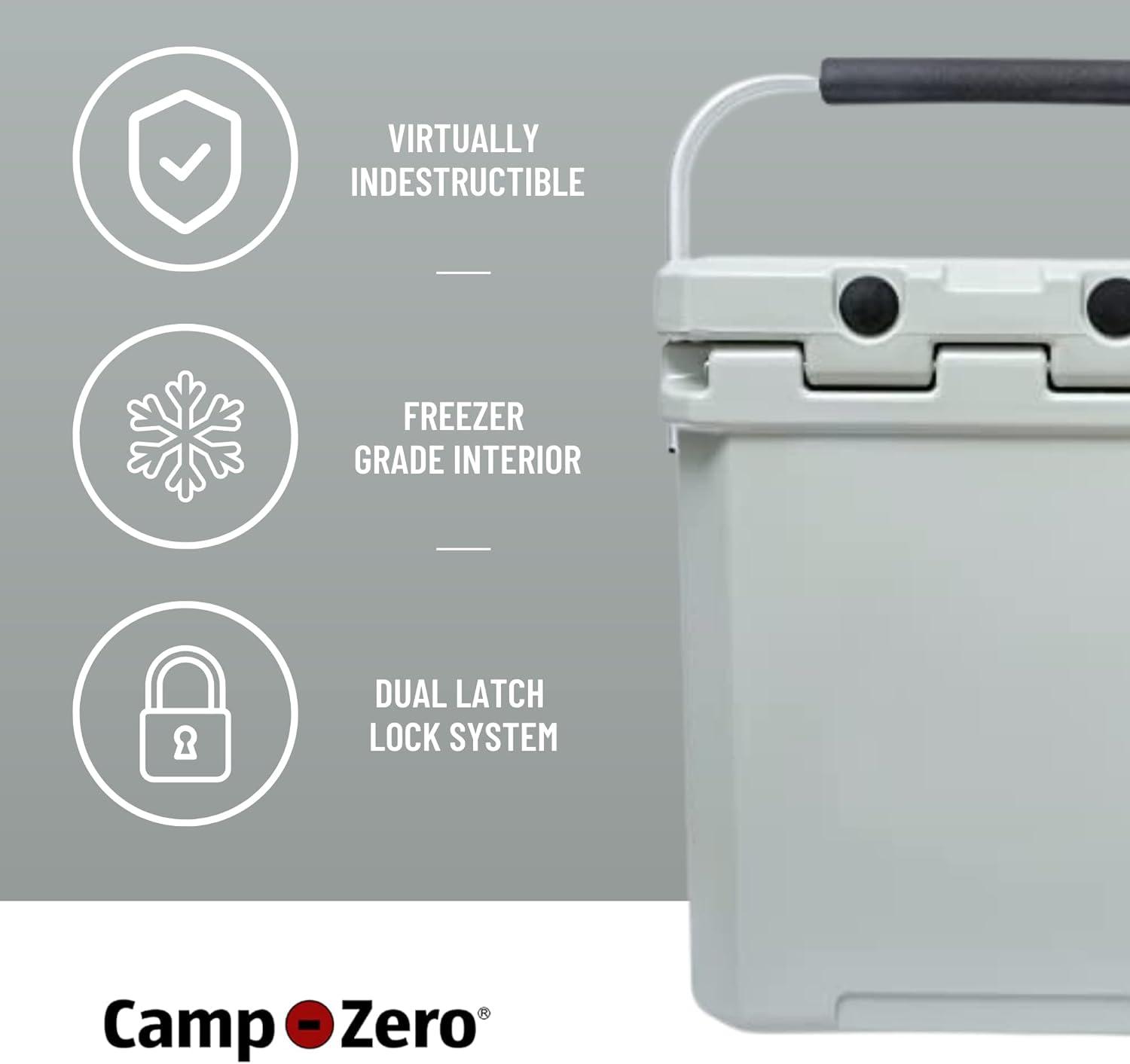 CAMP-ZERO 16L Tall Cooler/Ice Chest with Carry Handle and 2 Molded-in Cup Holders | Includes Removable Divider | Sage