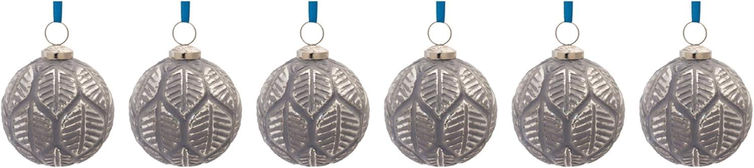 Melrose Etched Leaf Glass Ball Ornament (Set of 6)