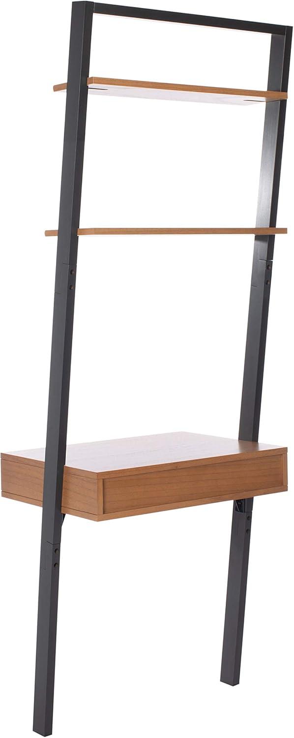 SAFAVIEH Kamy Rustic Retro 2 Shelf Leaning Desk, Natural/Charcoal