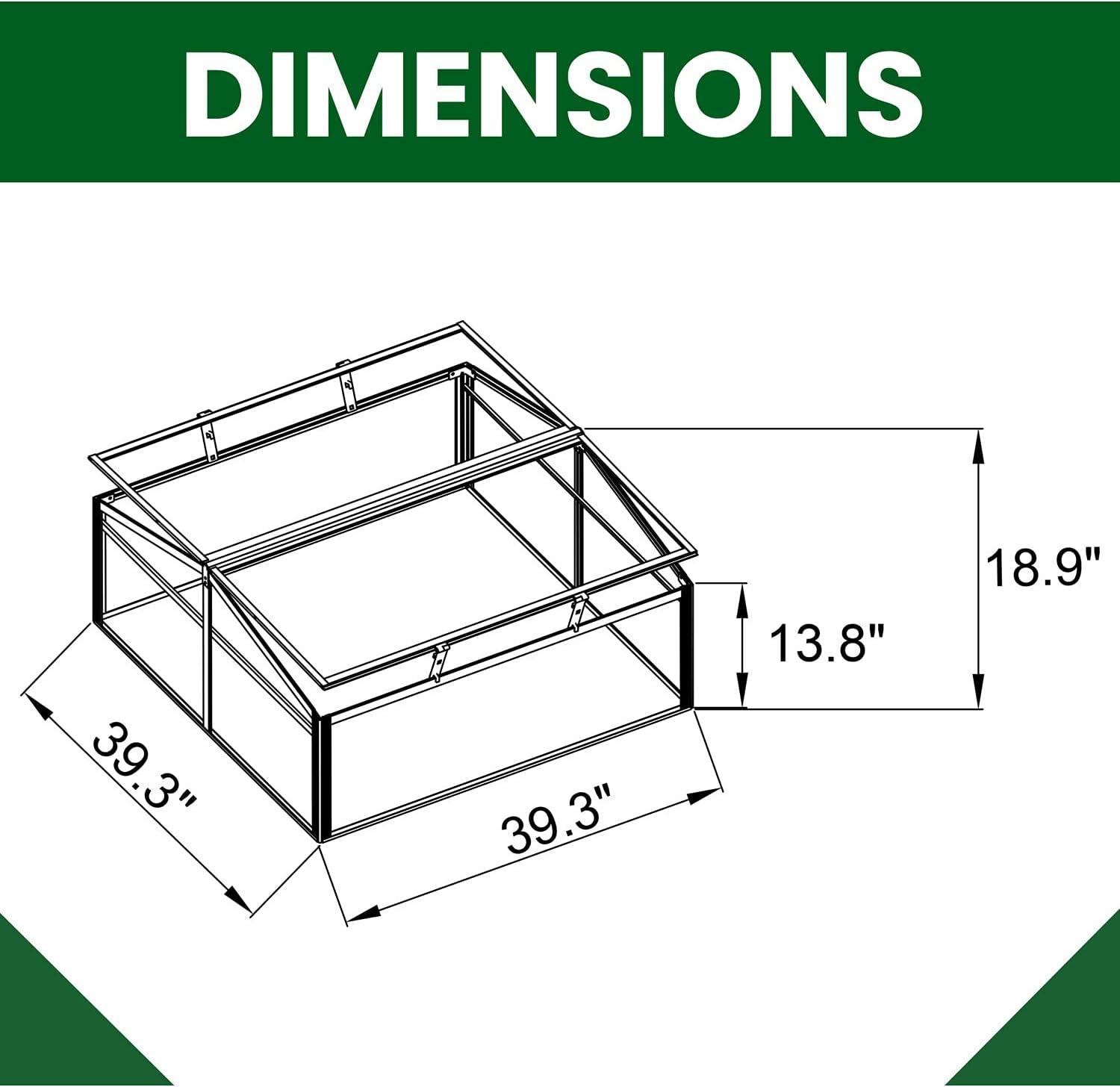 Hanover 39-In. Double Garden Bed Cold Frame Mini-Greenhouse Plant Protector - Lightweight and Portable