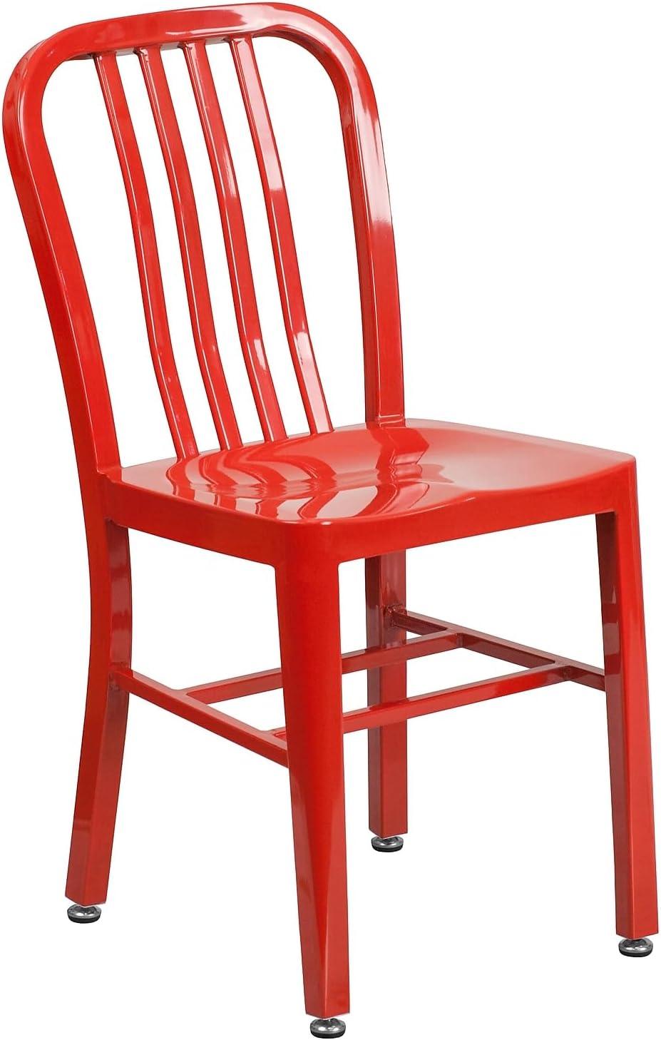 Stamford Red Steel Armless Indoor/Outdoor Dining Chair