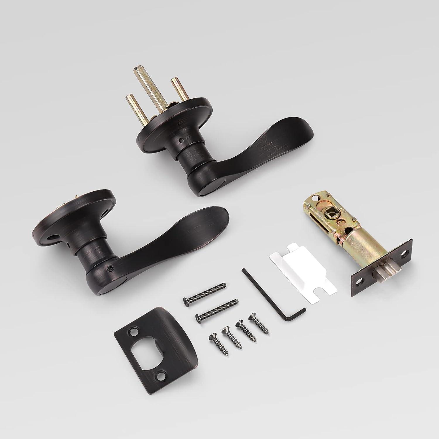 Oil Rubbed Bronze Modern Key Lock Door Lever Set