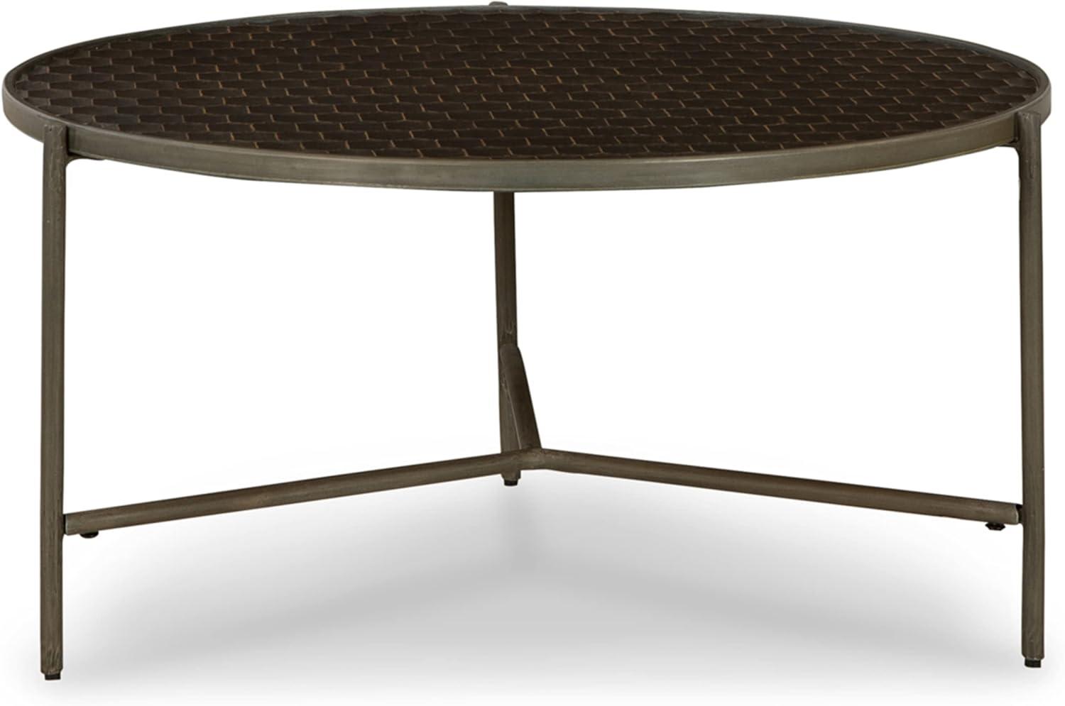 Doraley Coffee Table Black/Gray/Brown/Beige - Signature Design by Ashley: Honeycomb Top, Glazed Metal Base