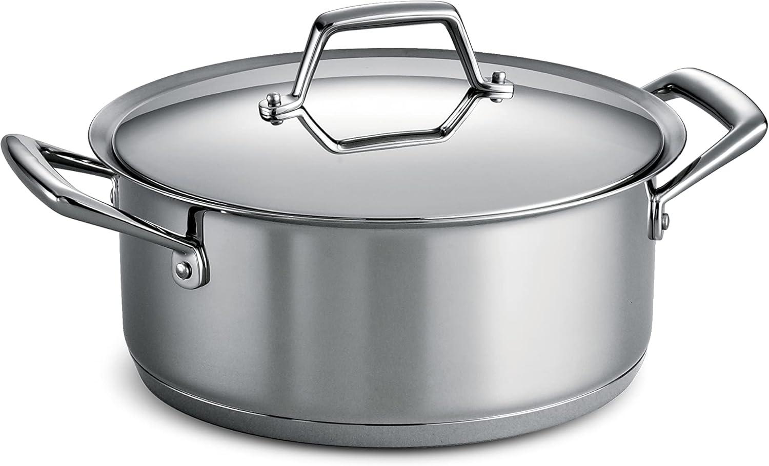 Stainless Steel 5-Quart Covered Dutch Oven with Tri-Ply Base