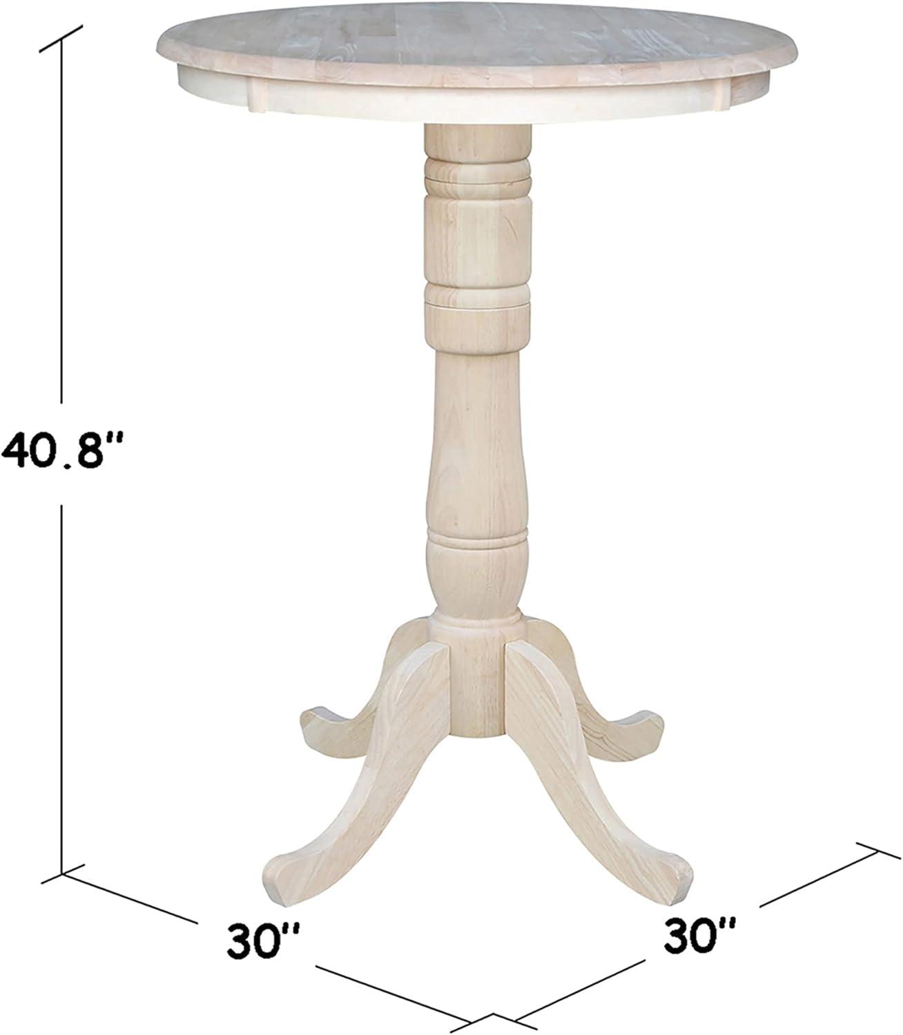 International Concepts 30" Round Top Natural Wood Bar Table in Unfinished