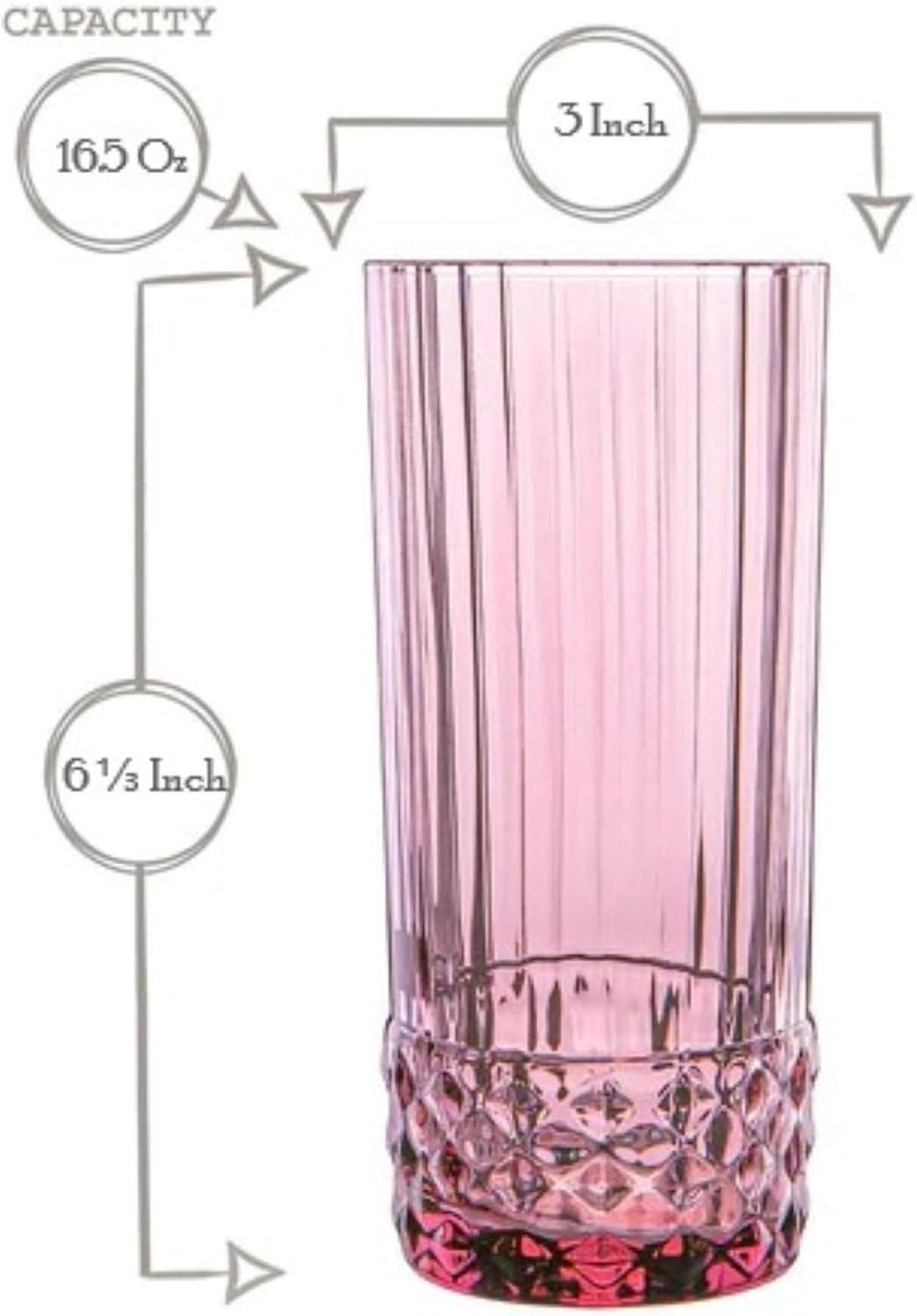 Bormioli Rocco America '20s 16.25 oz Cooler Glass, Set of 6 - Lilac Rose