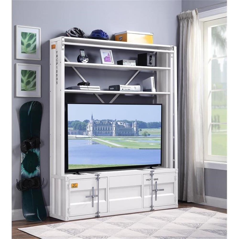 ACME Cargo Bookshelf & Ladder (TV Stand) in White
