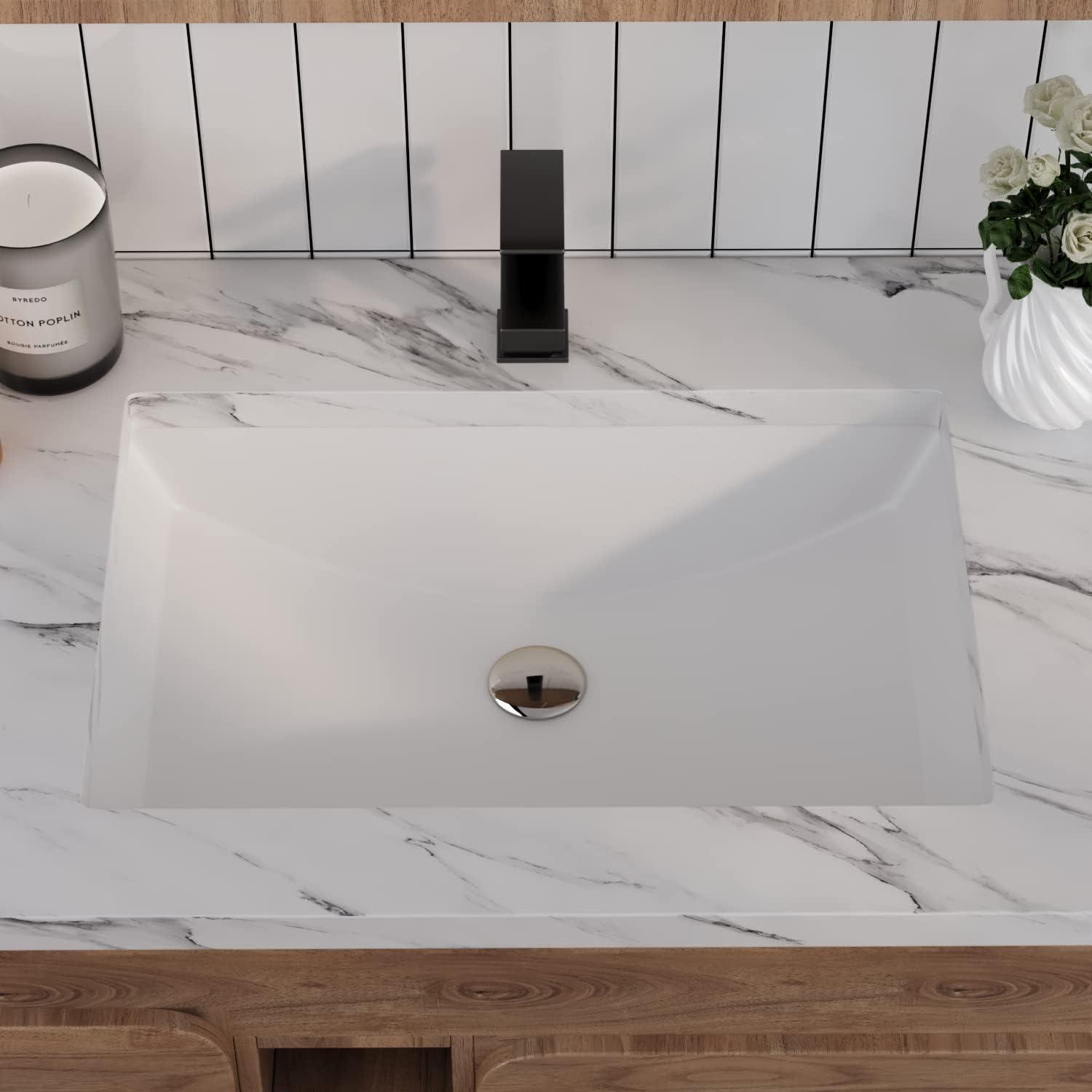 DeerValley Ally 21" x 15'' Undermount Bathroom Sink, Rectangular Bathroom Sink with Overflow