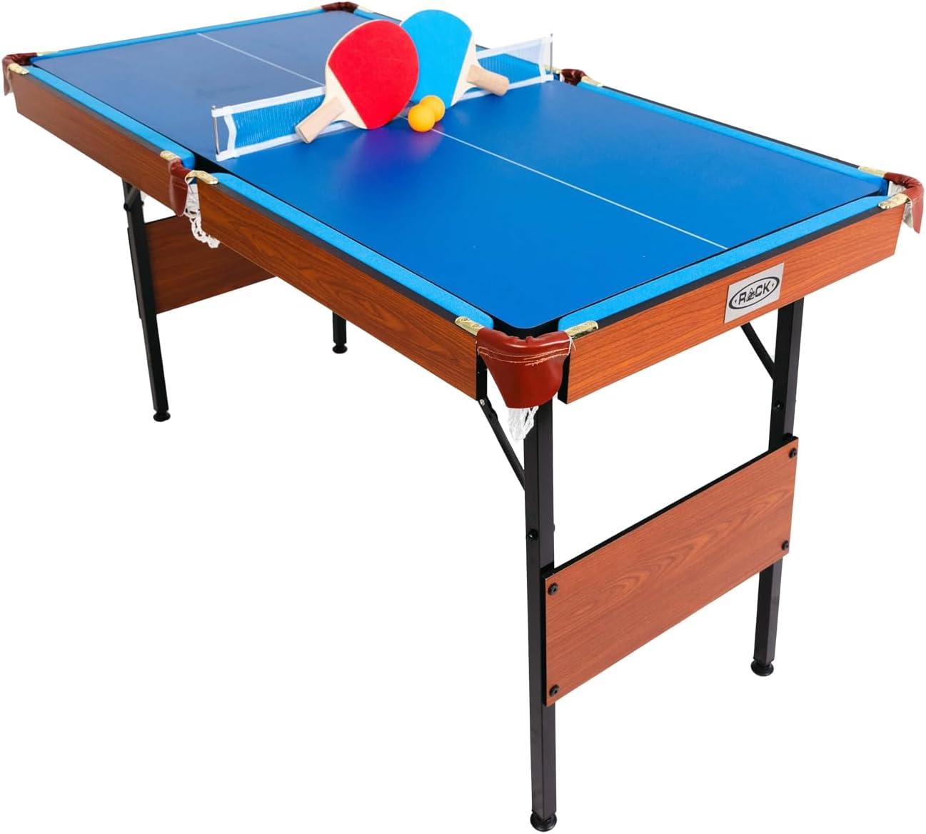 RACK Crux 55 in Folding Billiard/Pool Table (Blue 3-in-1 Multi Game)