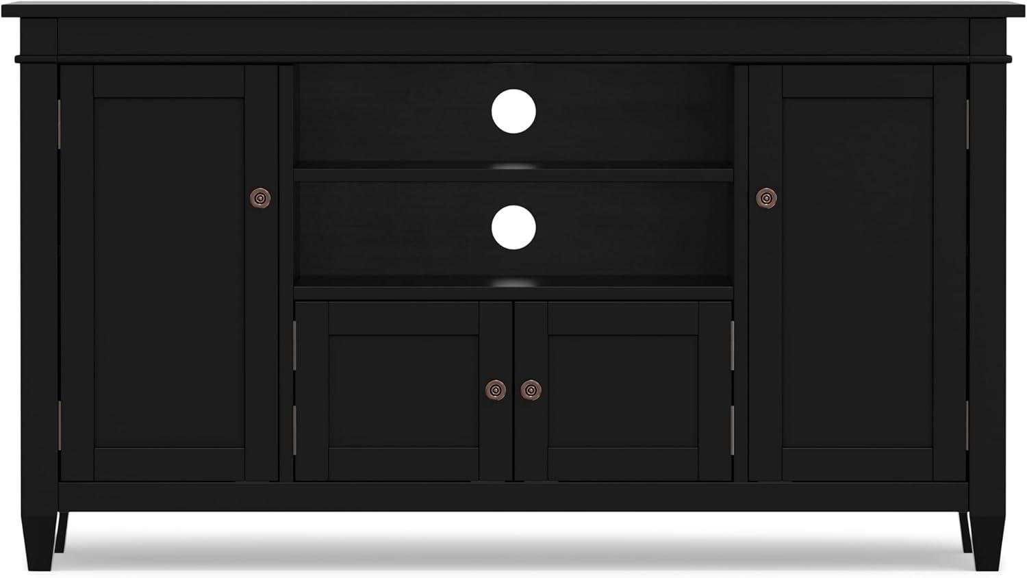 Simpli Home Carlton 54"W Solid Wood TV Stand for TVs up to 60" with 4 Cabinets