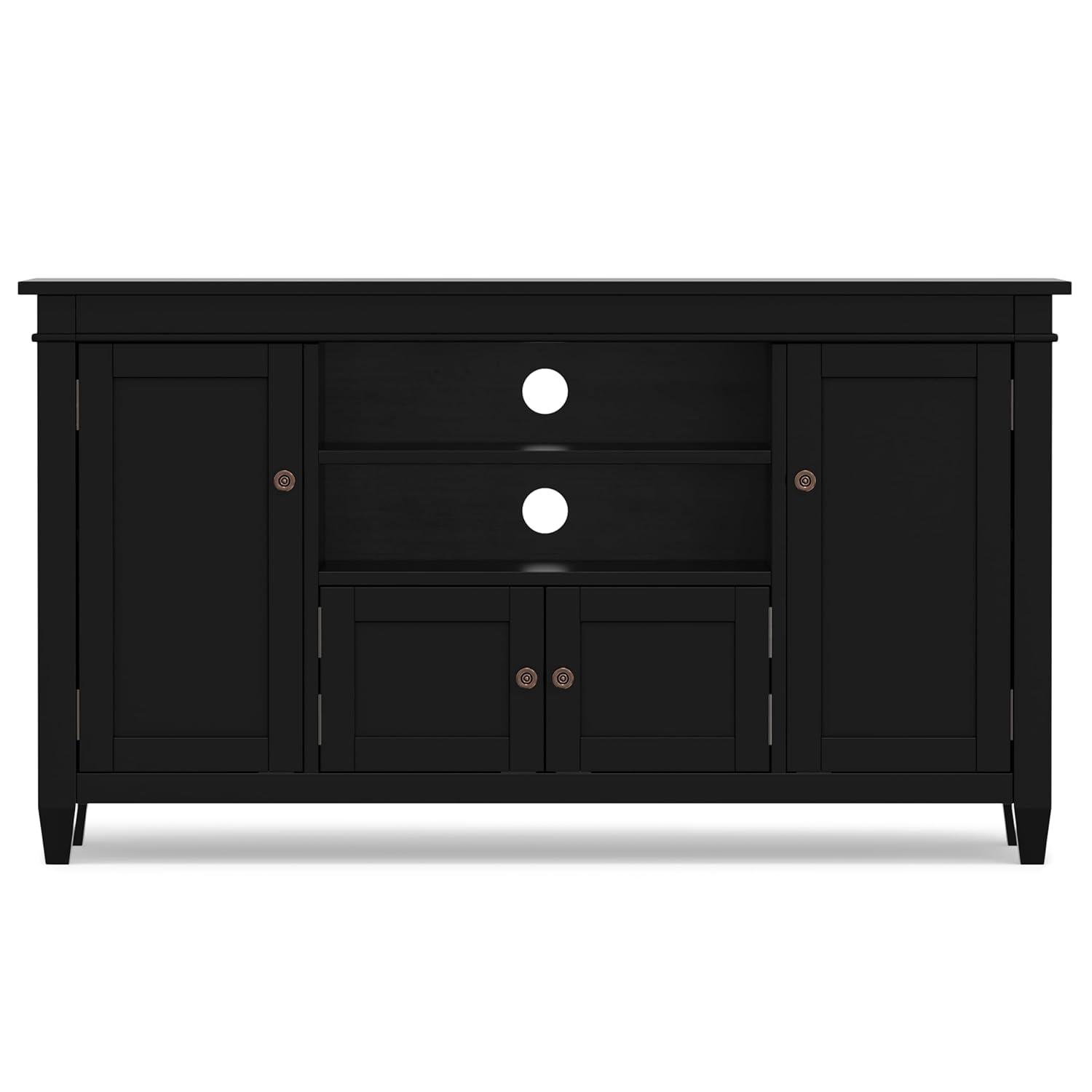 Simpli Home Carlton 54"W Solid Wood TV Stand for TVs up to 60" with 4 Cabinets