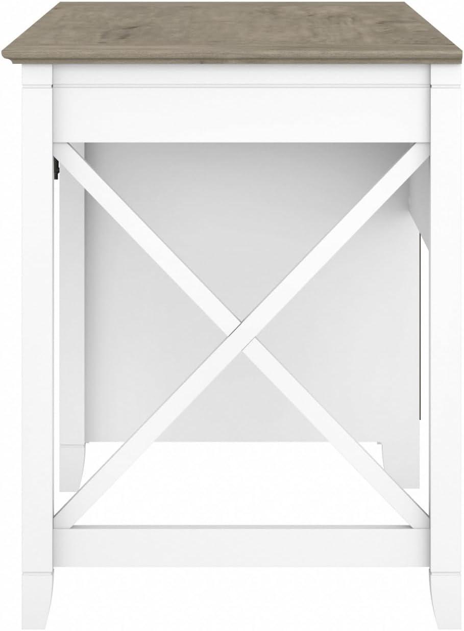 Bush Furniture Key West 54" Computer Desk with Storage, Pure White & Shiplap Gray