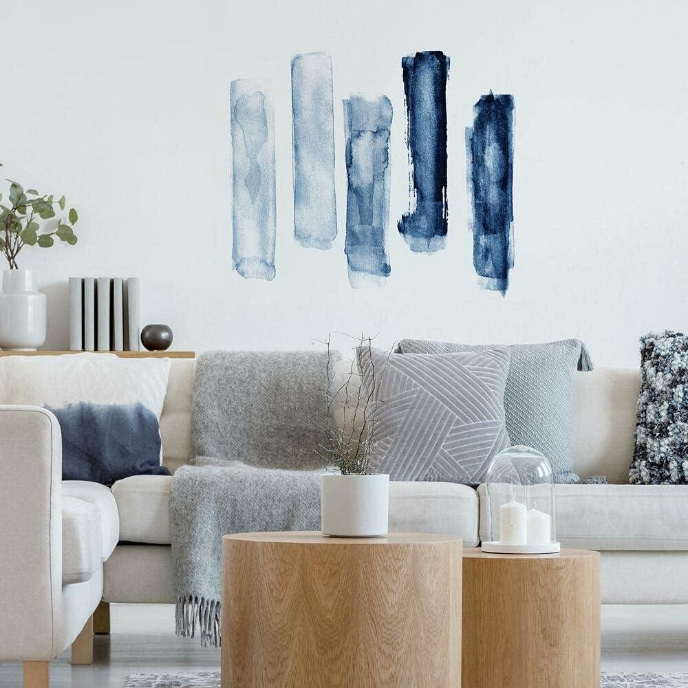 Blue Watercolor Brush Strokes Peel and Stick Wall Decal