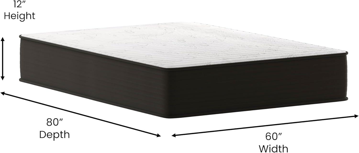 Queen 12" Black and White Hybrid Innerspring Mattress