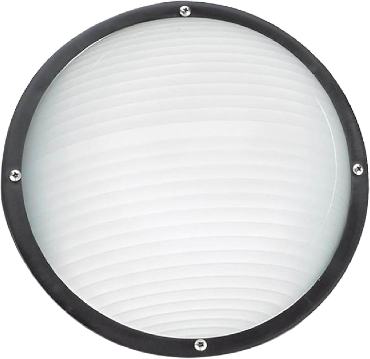 Black Frosted Glass Outdoor Ceiling Light with Ribbed Shade