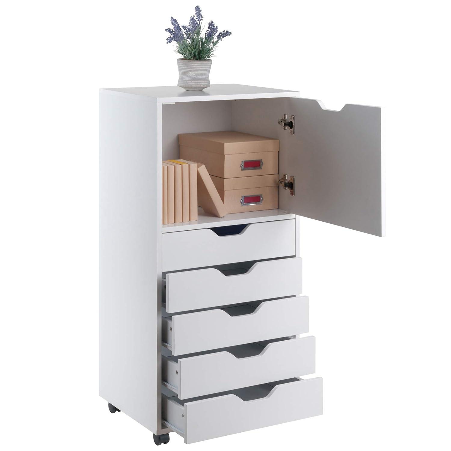 Halifax 5 Drawer Cabinet White - Winsome: Wood Composite Office Furniture, Printer Stand with Storage