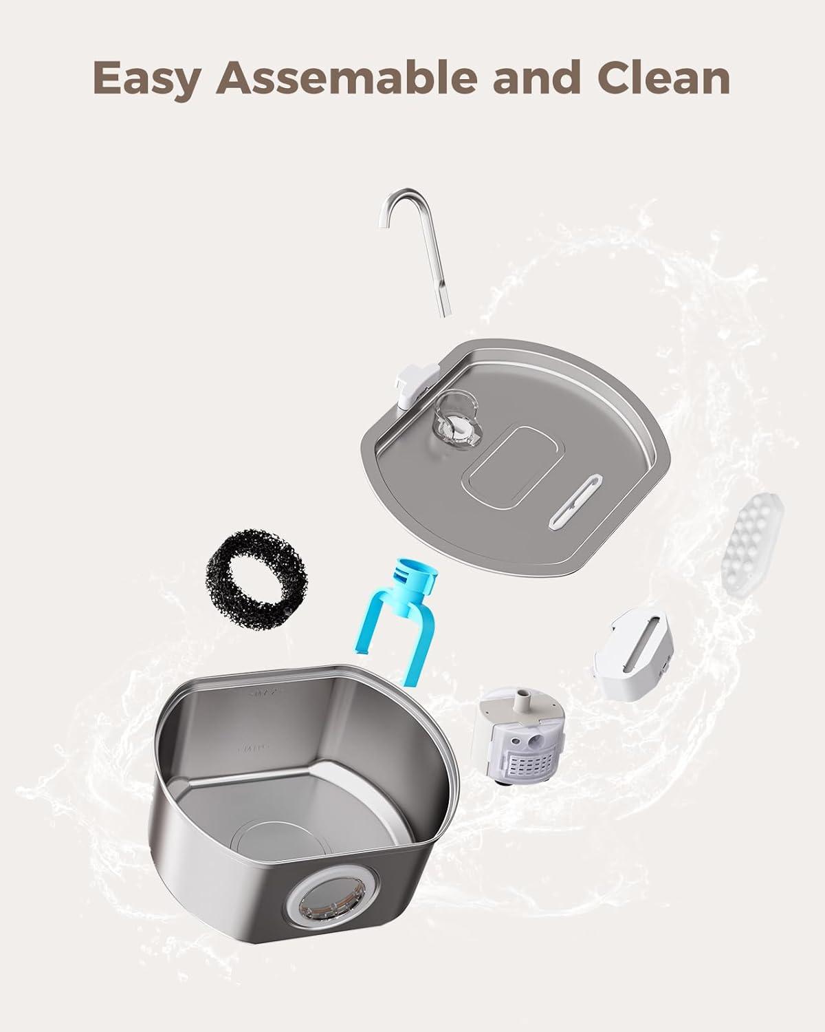 Stainless Steel Automatic Cat Water Fountain with Window