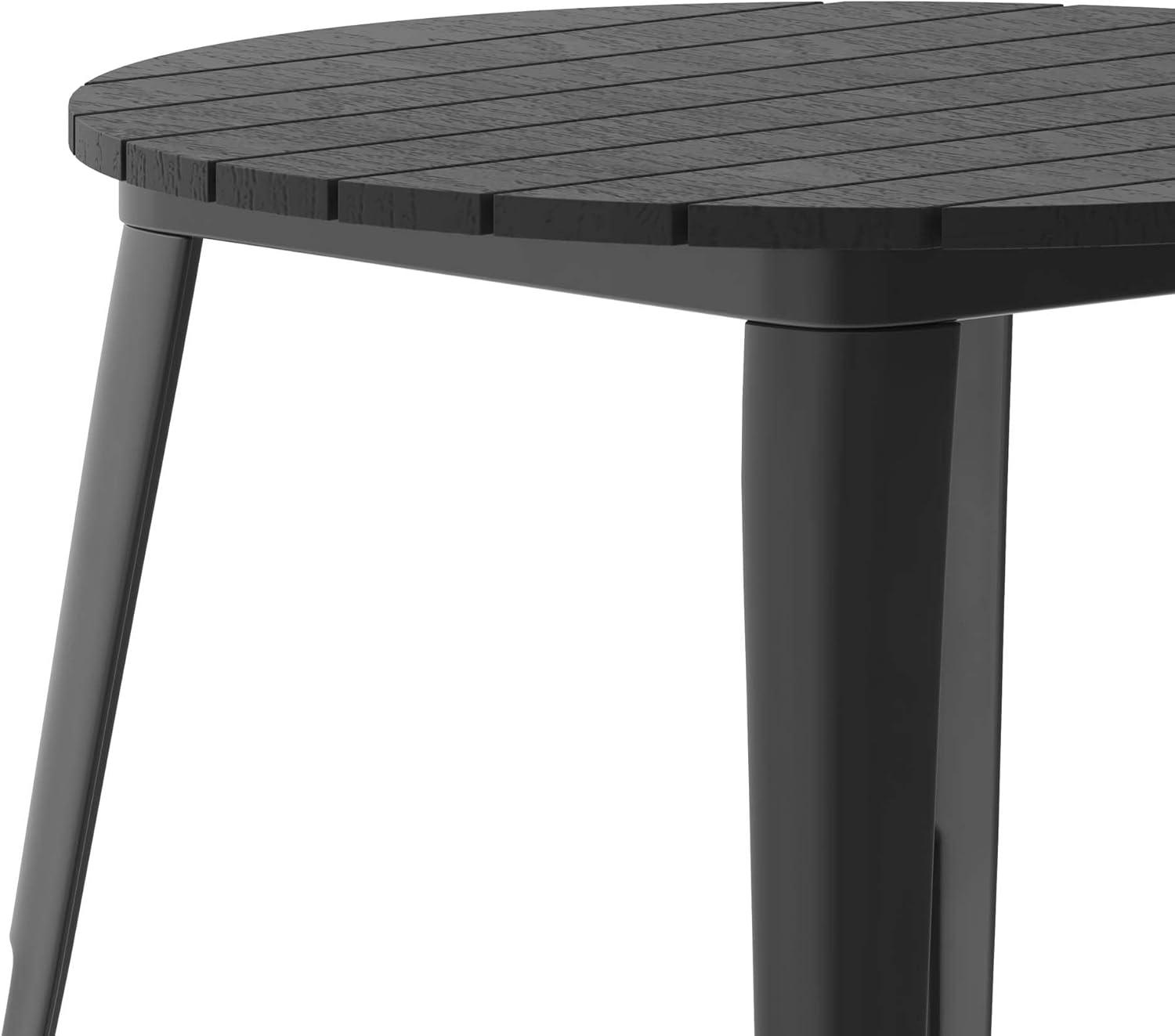 Flash Furniture Declan Commercial Grade Indoor/Outdoor Dining Table, 30" Round All Weather Black Poly Resin Top with Black Steel Base