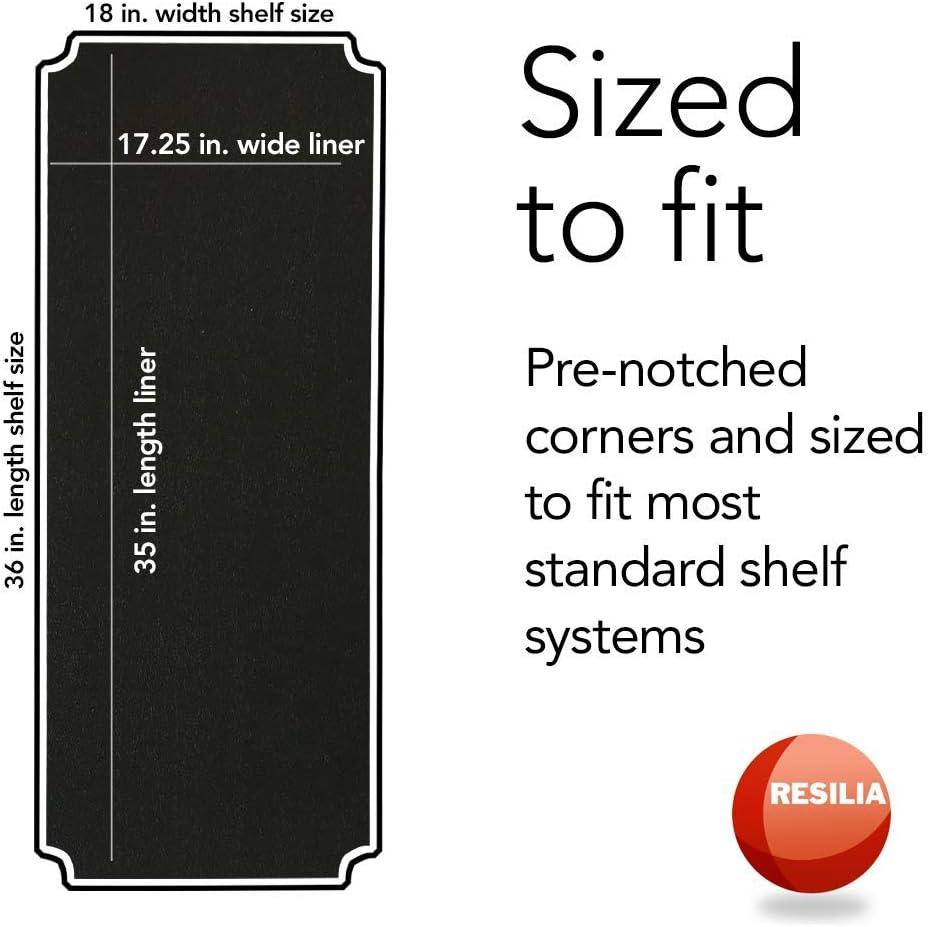 Resilia Shelf Liner Set for Wire Shelving Units – 5 Pack, 18 Inches x 36 Inches, Black Vinyl, Heavy Duty, Made in The USA, for Kitchen, Bathroom, Garage Storage