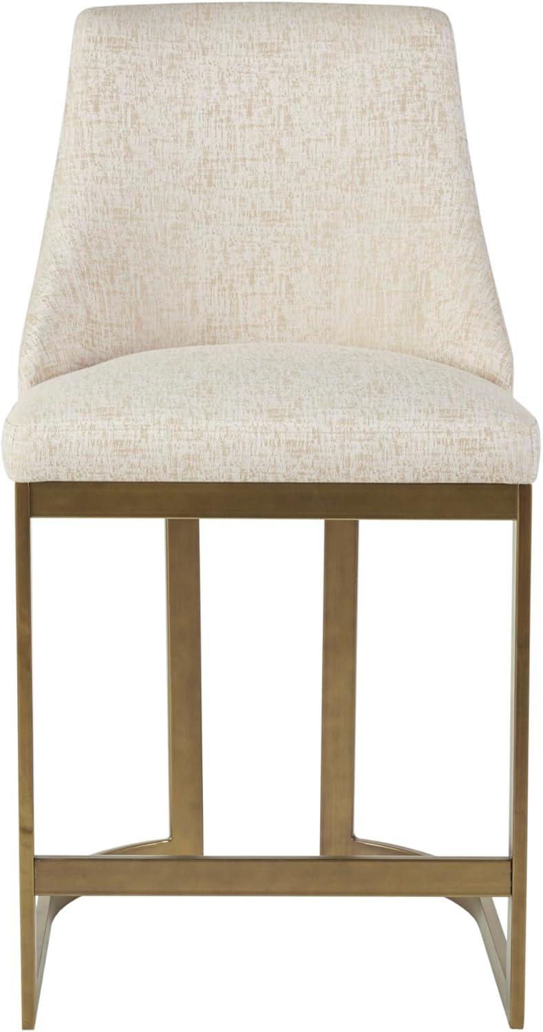 Cream Upholstered Counter Stool with Antique Gold Metal Base