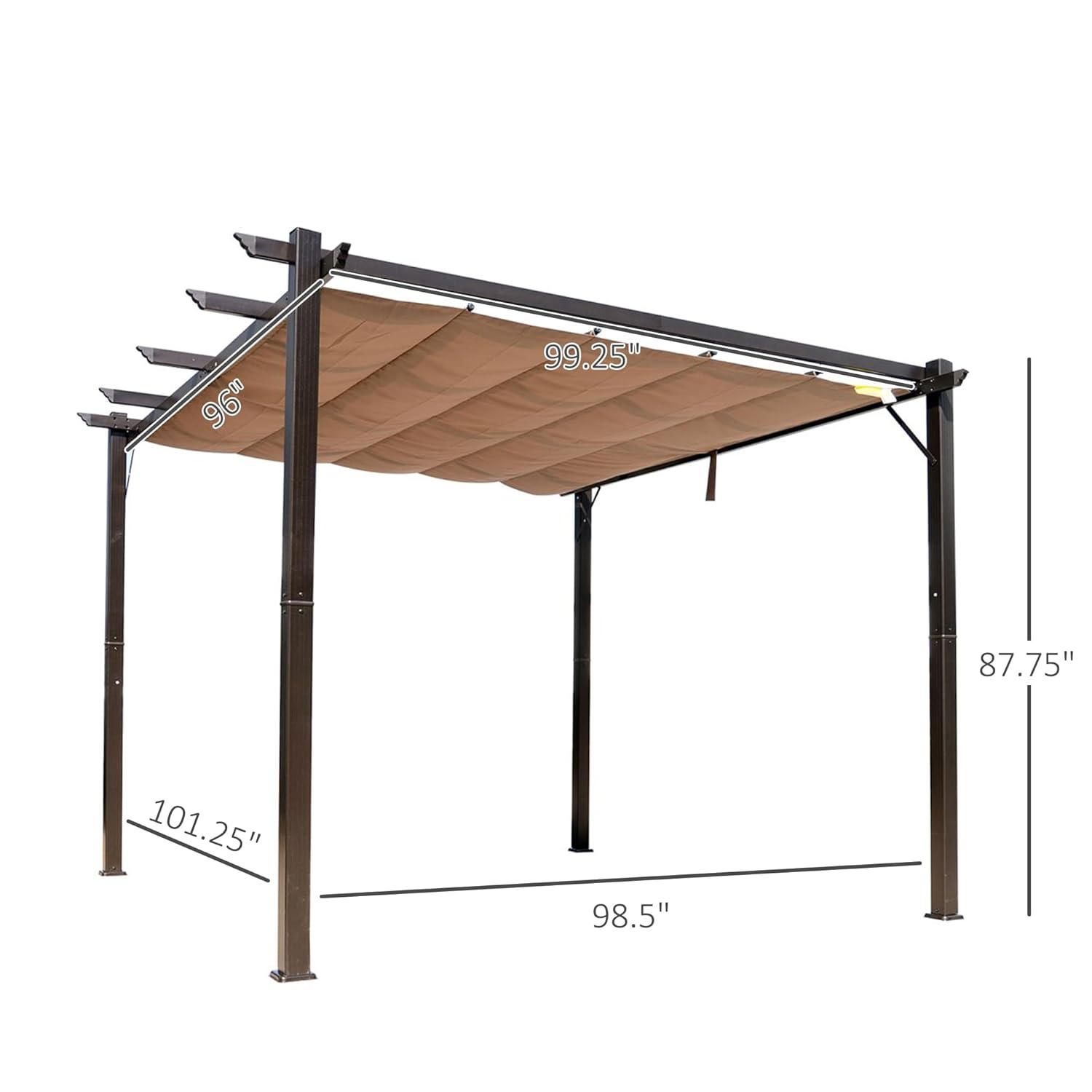 Outsunny Outsunny Pergola with Retractable Shade Canopy, Aluminum