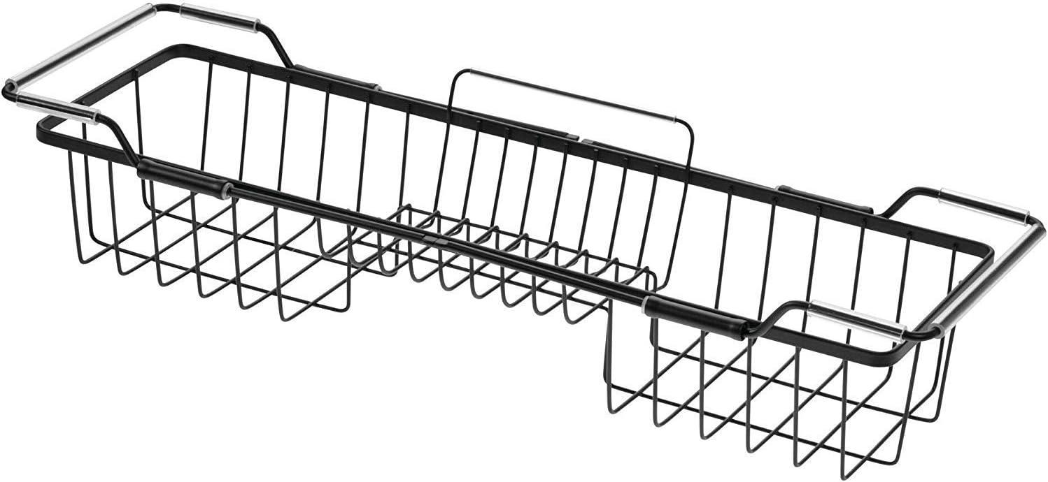 Adjustable Matte Black Metal Over Tub Caddy