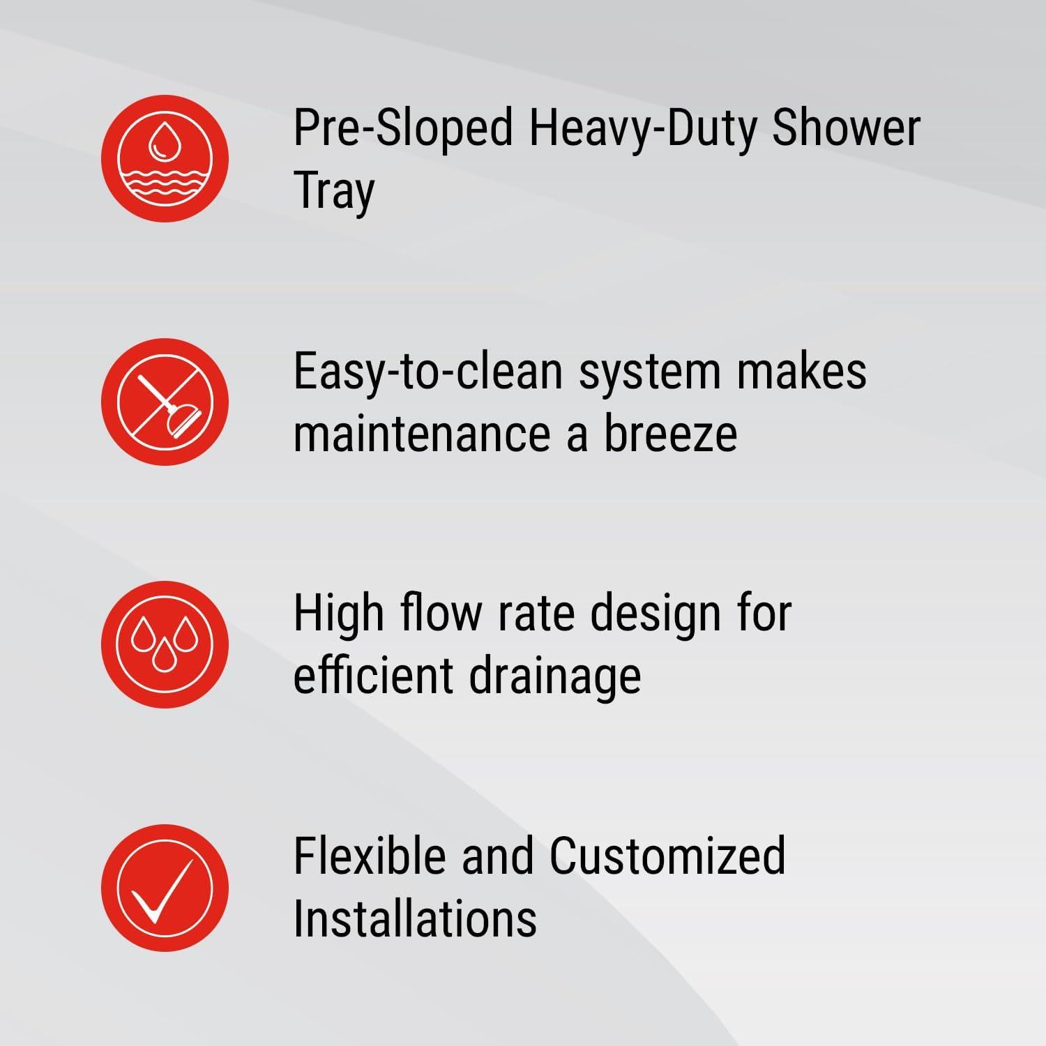 Guru Heavy Duty Red Square Shower Kit with Waterproof Membrane, 36" x 60"