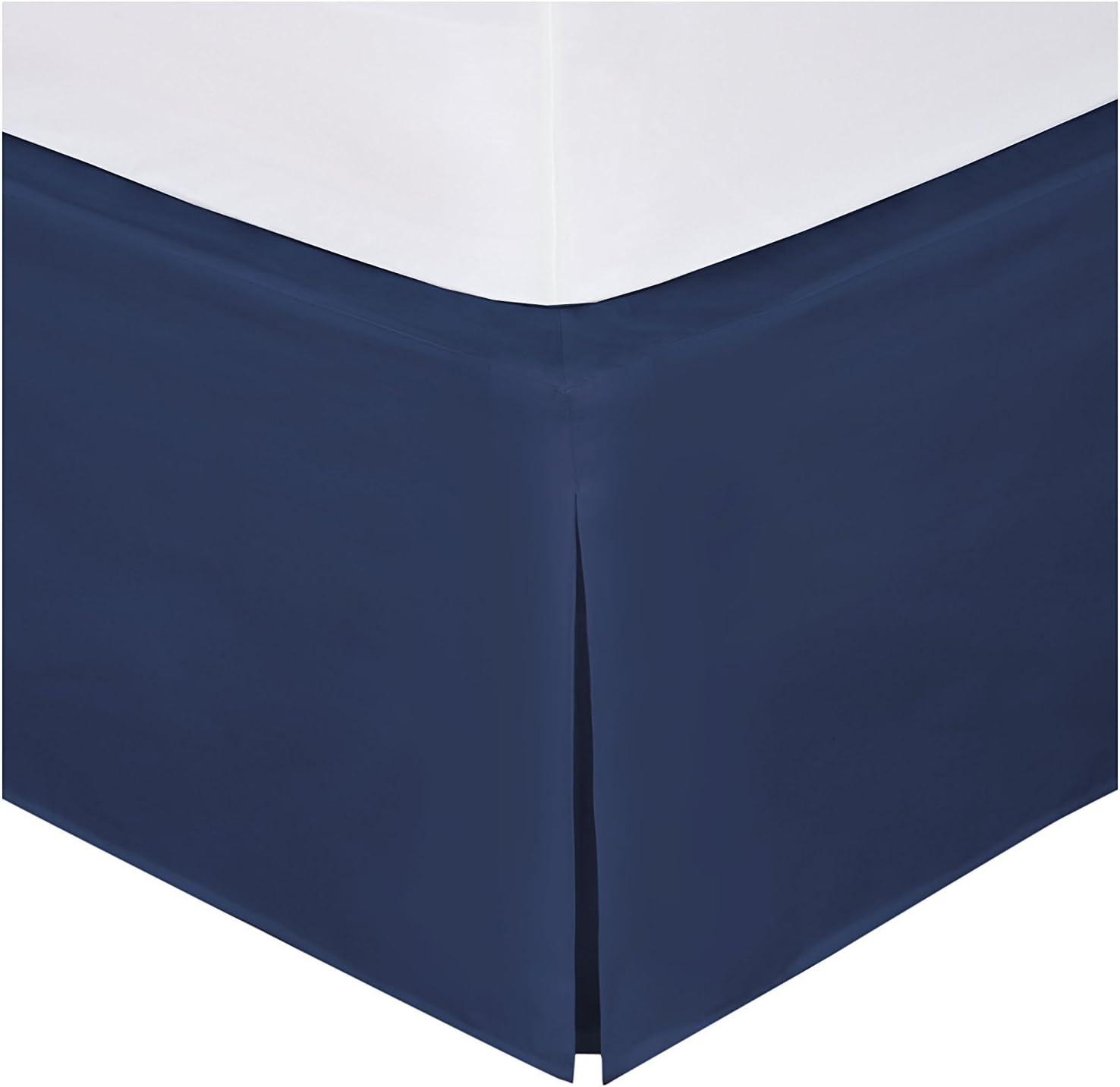 Navy Blue Polyester King Wrap-Around Bed Skirt