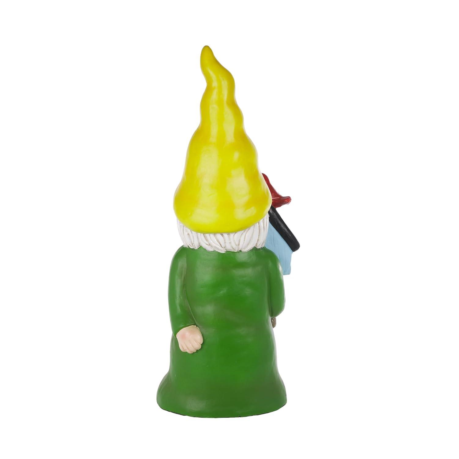 24" Magnesium Oxide "Gnome Place Like Home" Indoor/Outdoor Garden Gnome Statue Green/Yellow - Alpine Corporation
