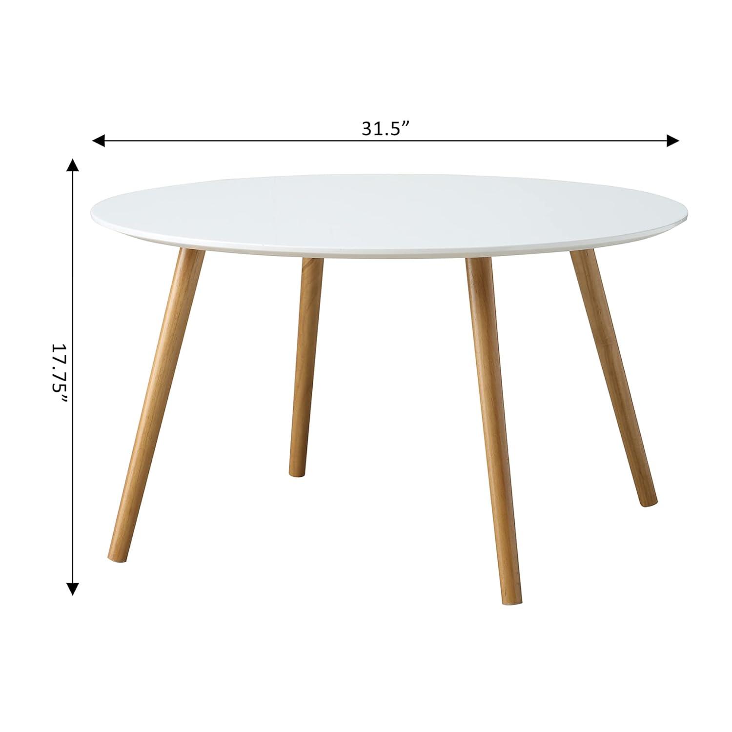 Convenience Concepts Oslo 32" Round Coffee Table in Glossy White Wood Finish