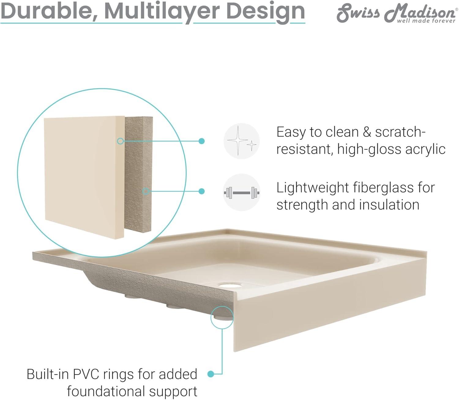 Voltaire 36" x 36" Single-Threshold, Center Drain, Shower Base