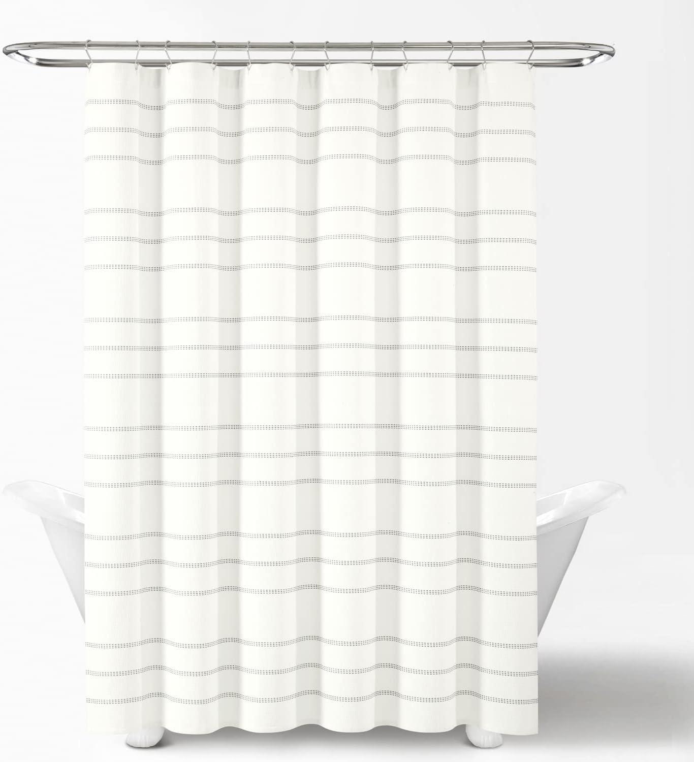 Cotton Blend Striped Shower Curtain