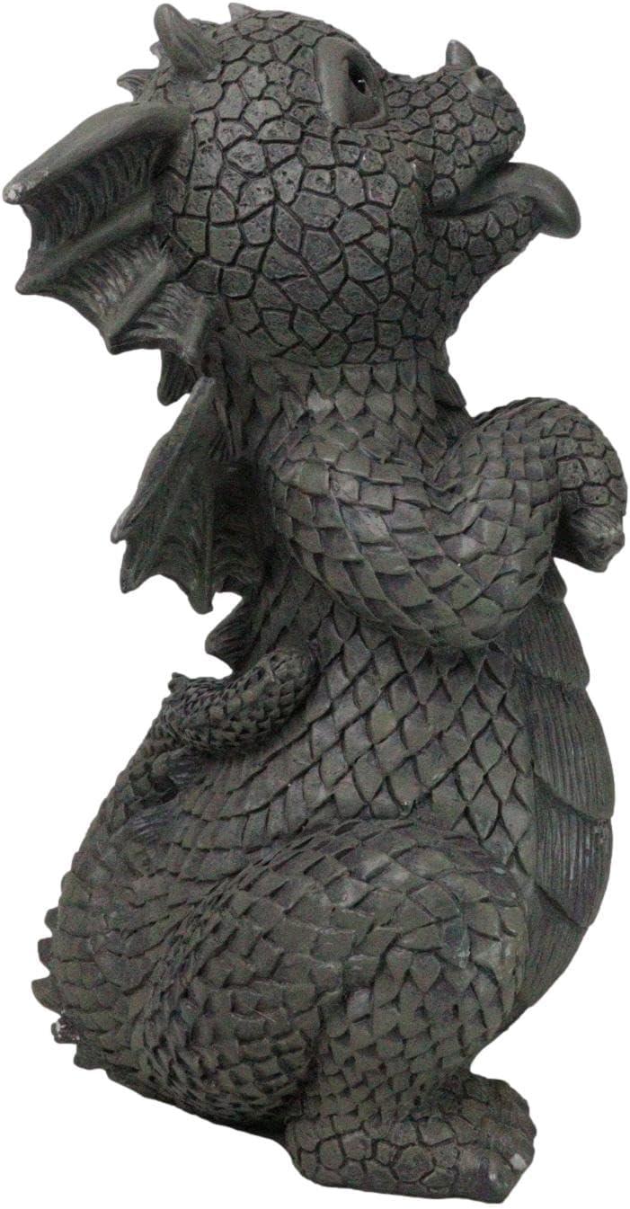 Whimsical Gray Resin Begging Garden Dragon Statue