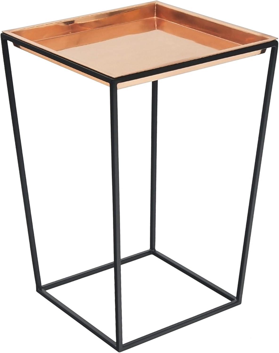 Tall Black Wrought Iron Stand with Copper Tray