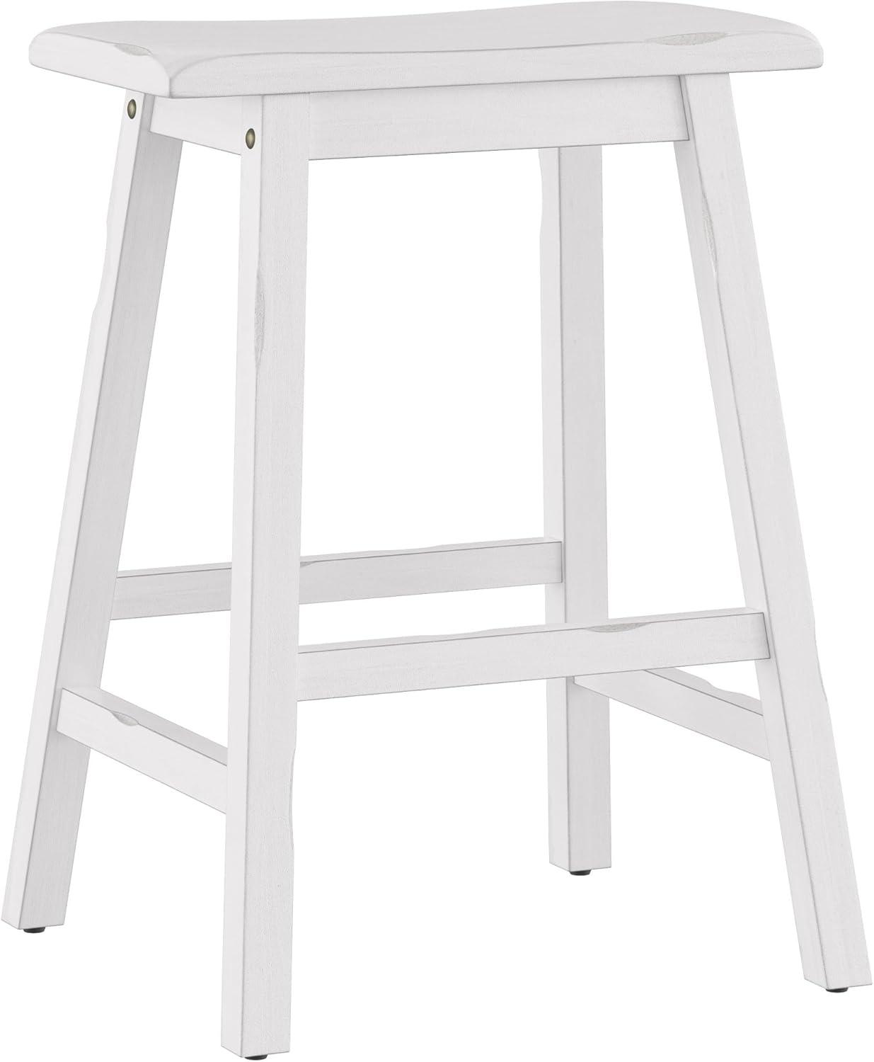 Sea White 24" Backless Saddle Wood Counter Stool