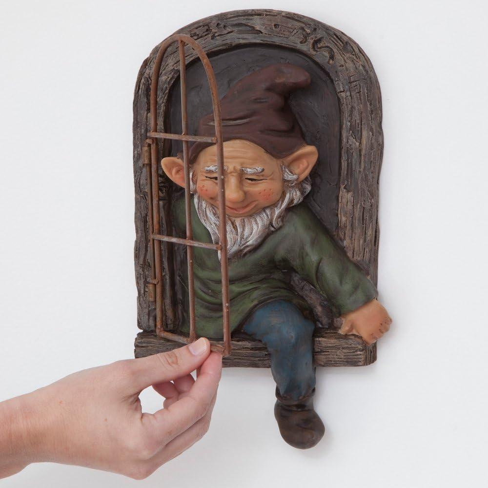 Bits and Pieces 12” Elf Out The Door Tree Hugger Yard Tree Sculpture Decoration Garden Peeker Art