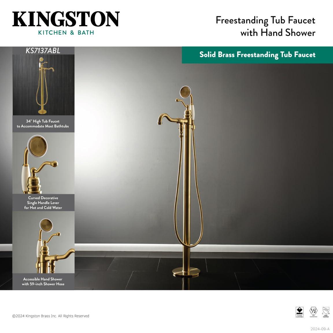 Kingston Brass English Country Single-Handle 1-Hole Freestanding Tub Faucet with Hand Shower