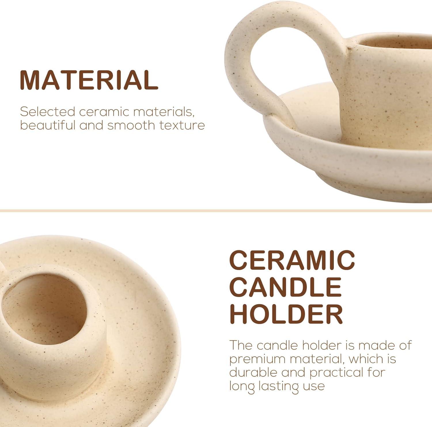 2Pcs Ceramic Candlestick Nordic Style Candleholder Desktop Candle Stand