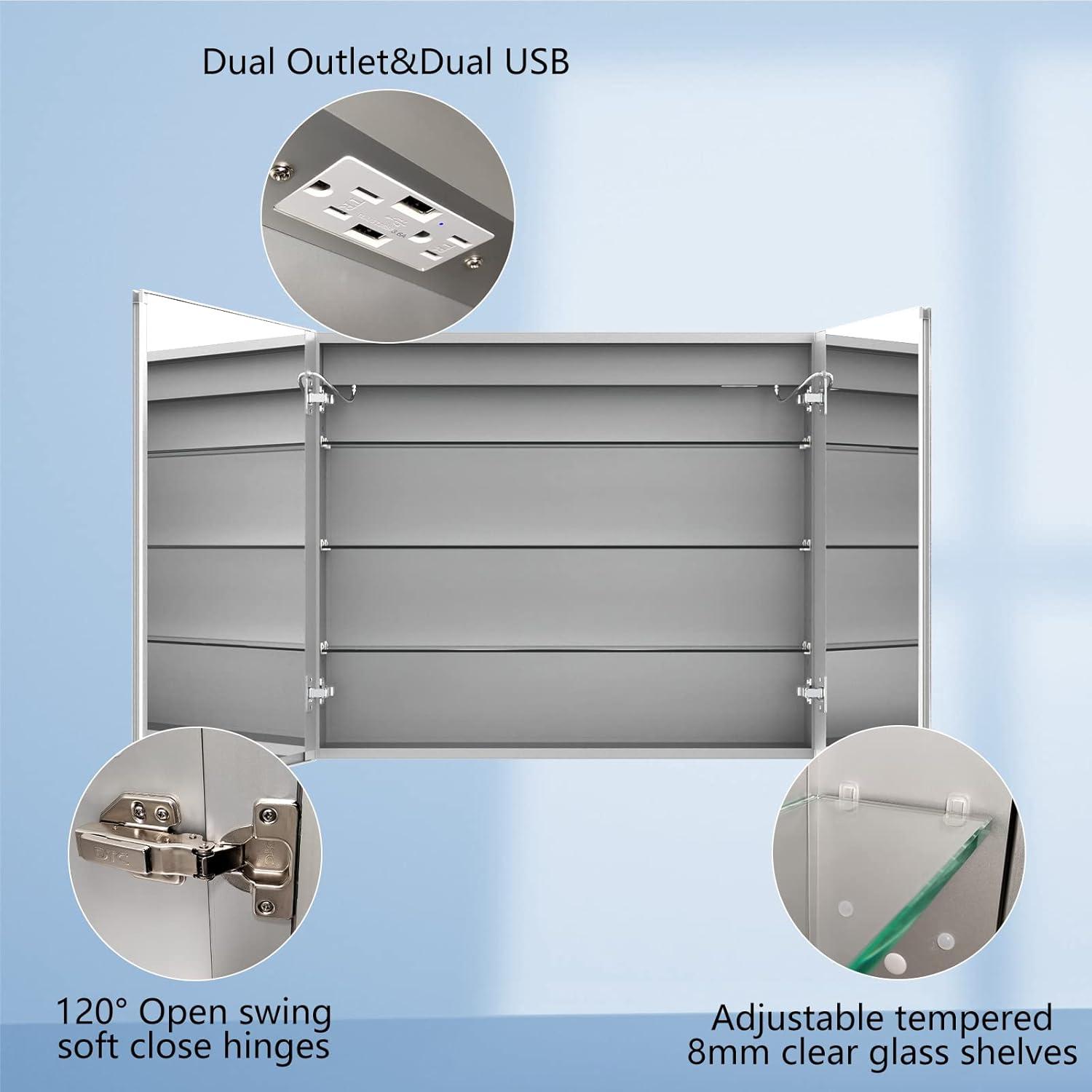 ExBrite 36" x 30" LED Lighted Bathroom Medicine Cabinet with Mirror