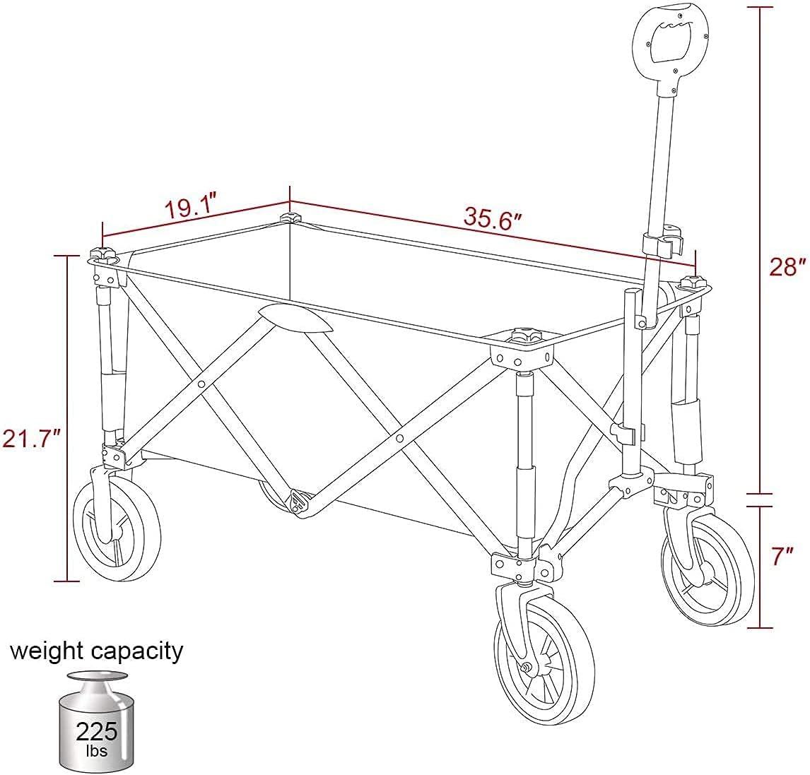 Gray Heavy Duty Foldable Outdoor Utility Wagon with Alloy Steel Frame