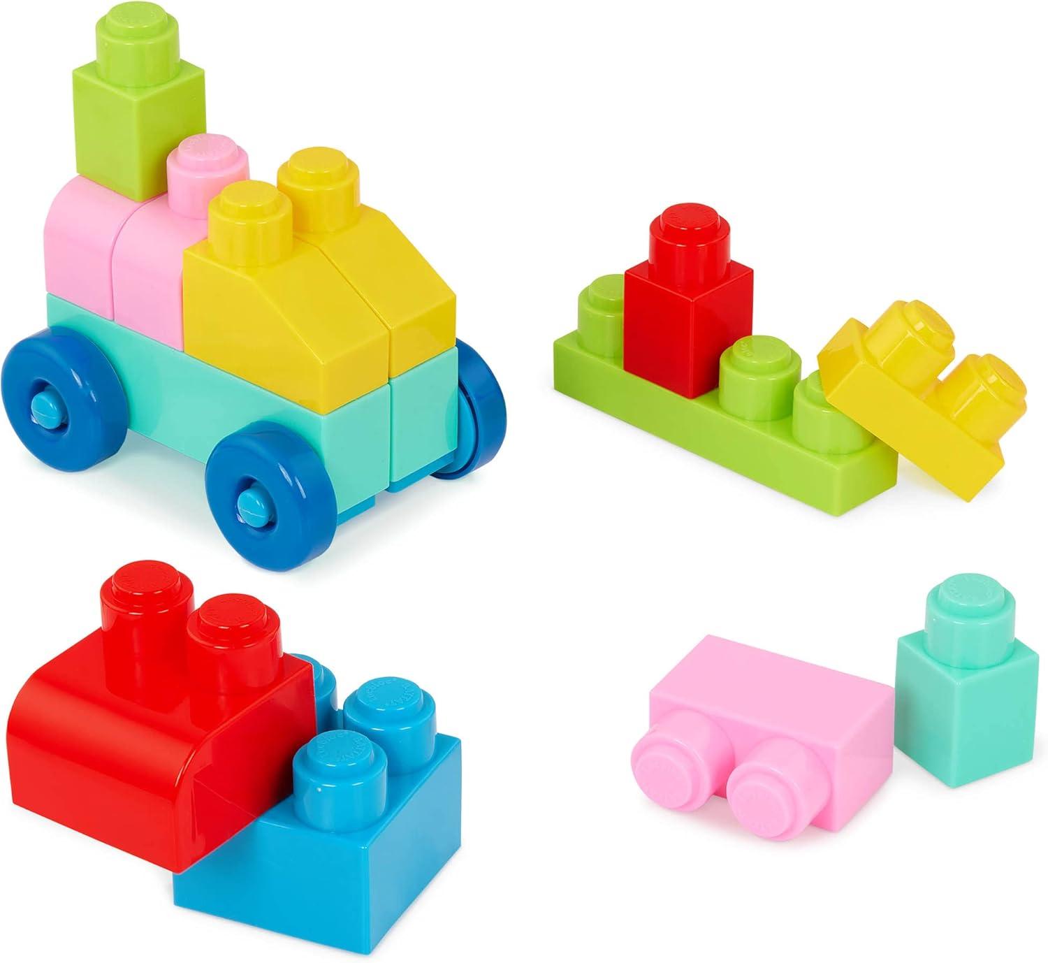 Battat Red Builder’s Wagon with 40+ Building Plastic Blocks, Toddler and Preschool Toys