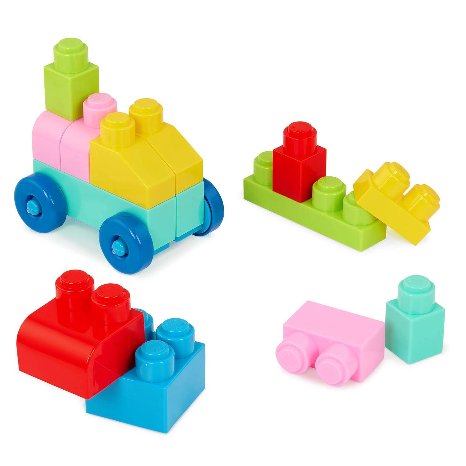 Battat Red Builder’s Wagon with 40+ Building Plastic Blocks, Toddler and Preschool Toys