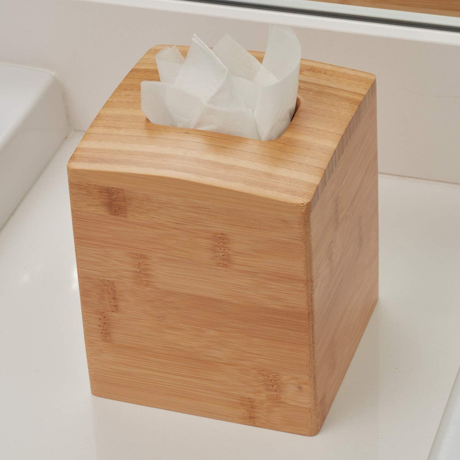 Natural Bamboo Square Tissue Box Cover