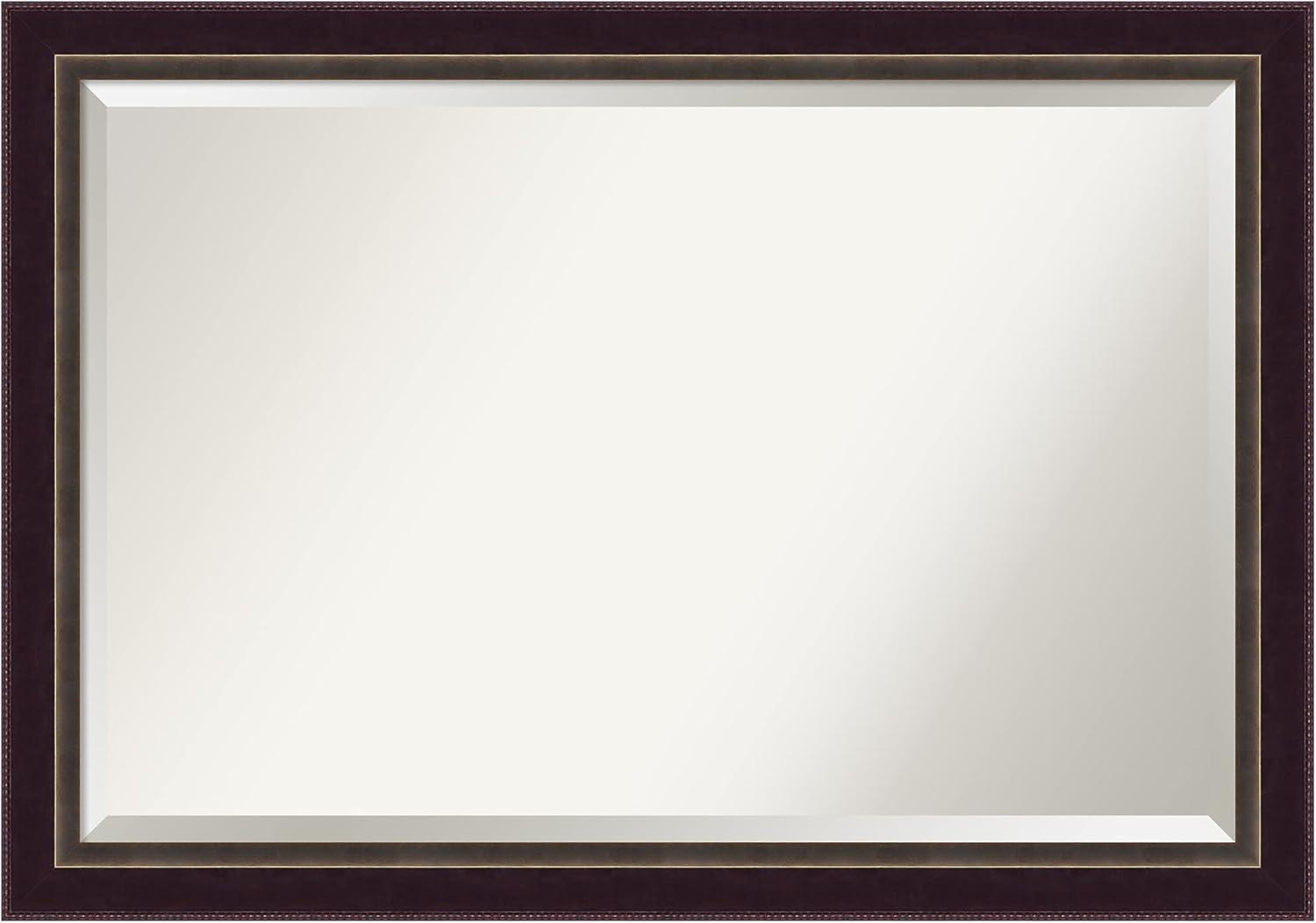 Amanti Art Signore Bronze Beveled Wood Wall Mirror 28.25 x 40.25 in.