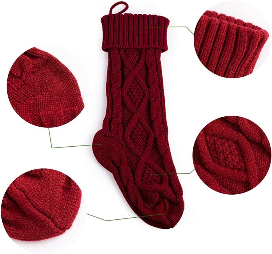 Christmas Stockings 18 Inches Large Size Cable Knitted Stocking Gifts & Decorations for Family Holiday Xmas Party