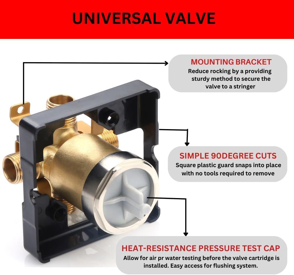 R10000 UNBXHF Shower Valve Body, for Shower Faucet Decoration Kit, Bathroom Concealed Valve Diverter